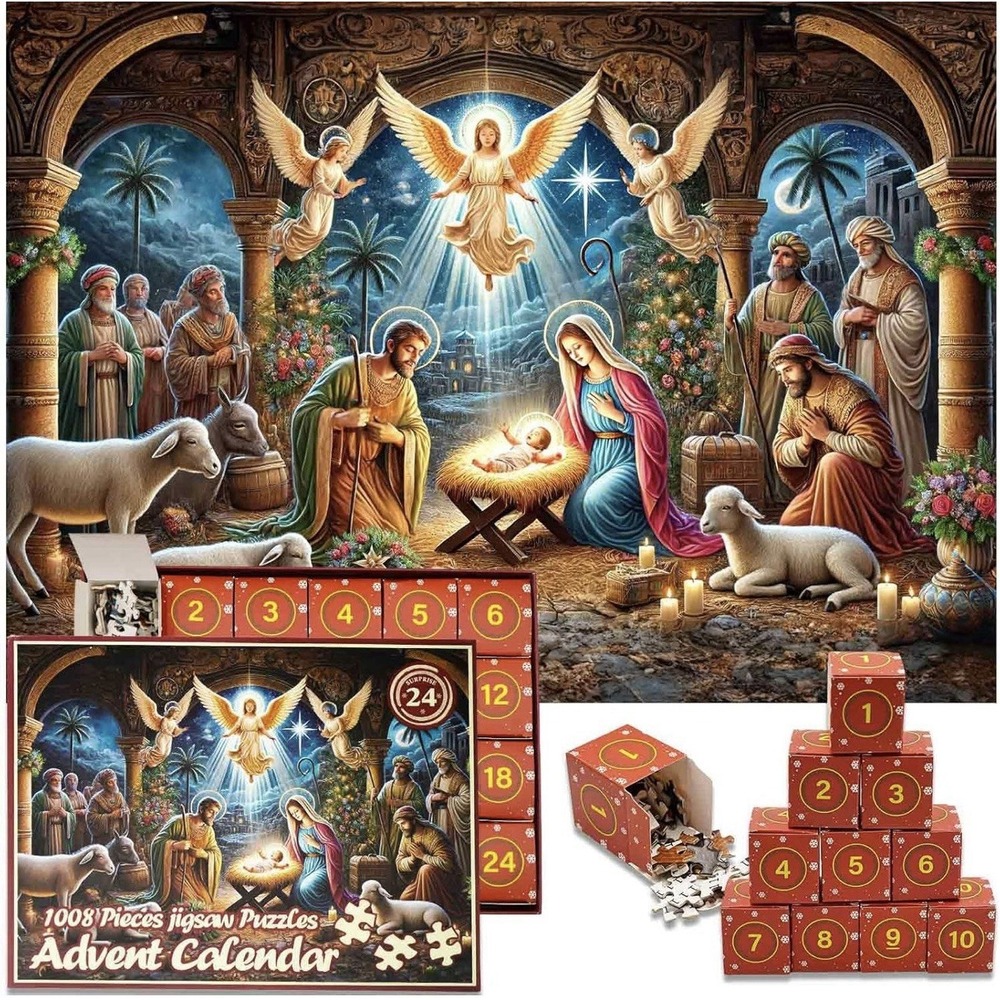 Advent Calendar 2025 Jigsaw Puzzles, 1008 Pieces Nativity Puzzles Countdown Cale - Picture 2 of 10